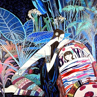 ティン・シャオ・クァンの絵画作品　タイトルは、ゆりかごの唄